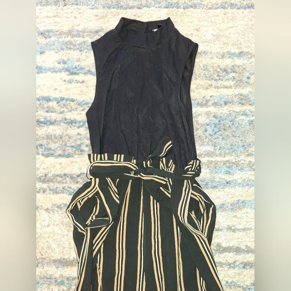 As U Wish Juniors' Solid & Striped Paperbag-Waist Jumpsuit XS EUC - Picture 10 of 13
